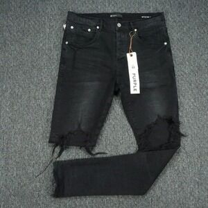 Purple Brand Jeans Mens 32x34 Black P002 Slim Distressed 5 Pocket Stretch